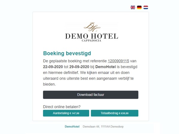 Gastenpagina hotel reservering