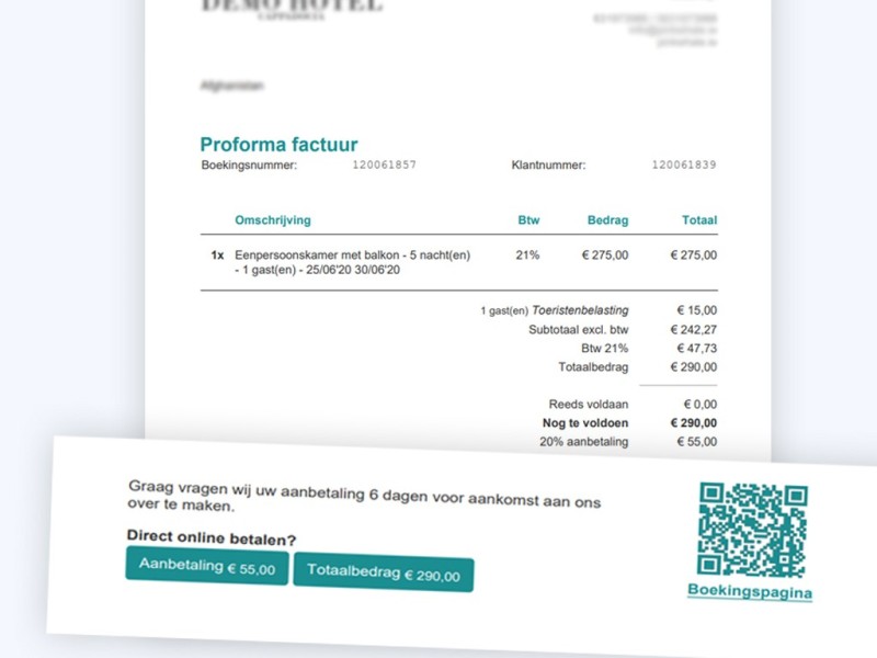 Factuur voorbeeld hotel