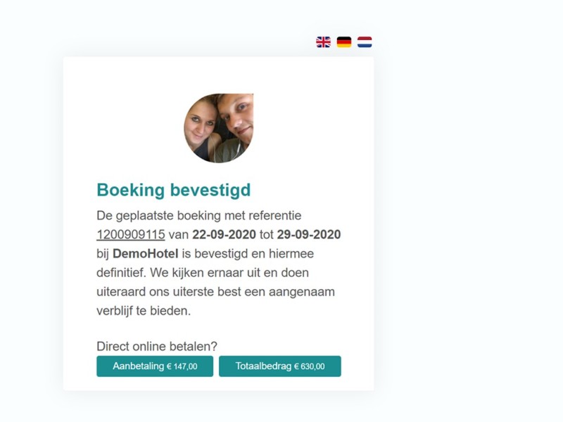 Boekingsbevestiging hotel