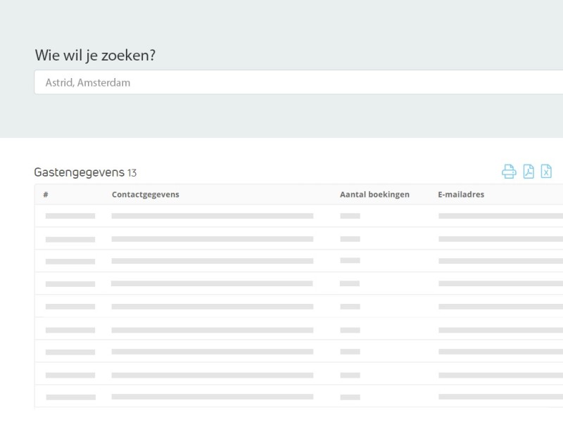 Zoeken in gastenbeheer hotel systeem