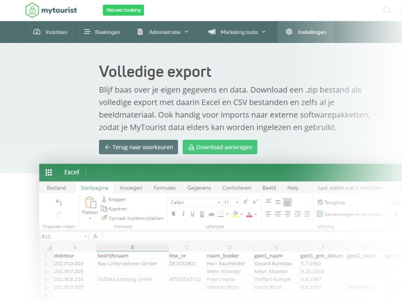 Export PMS hotel alle data