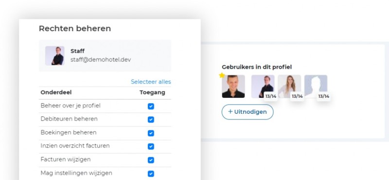 Medewerkers en rechten / rollen beheren